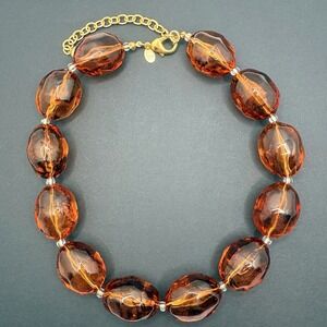 Vintage Joan Rivers Amber Lucite Choker Chunky Beaded Statement Necklace 16"